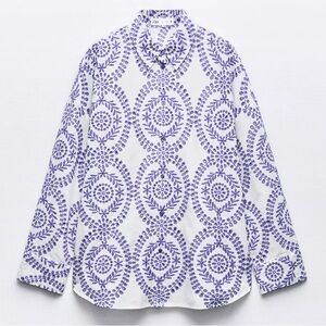 Zara Women's Openwork Embroidery Shirt